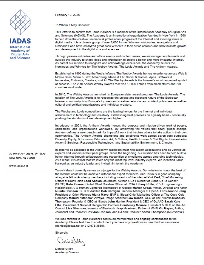 Webby Awards jury recognition